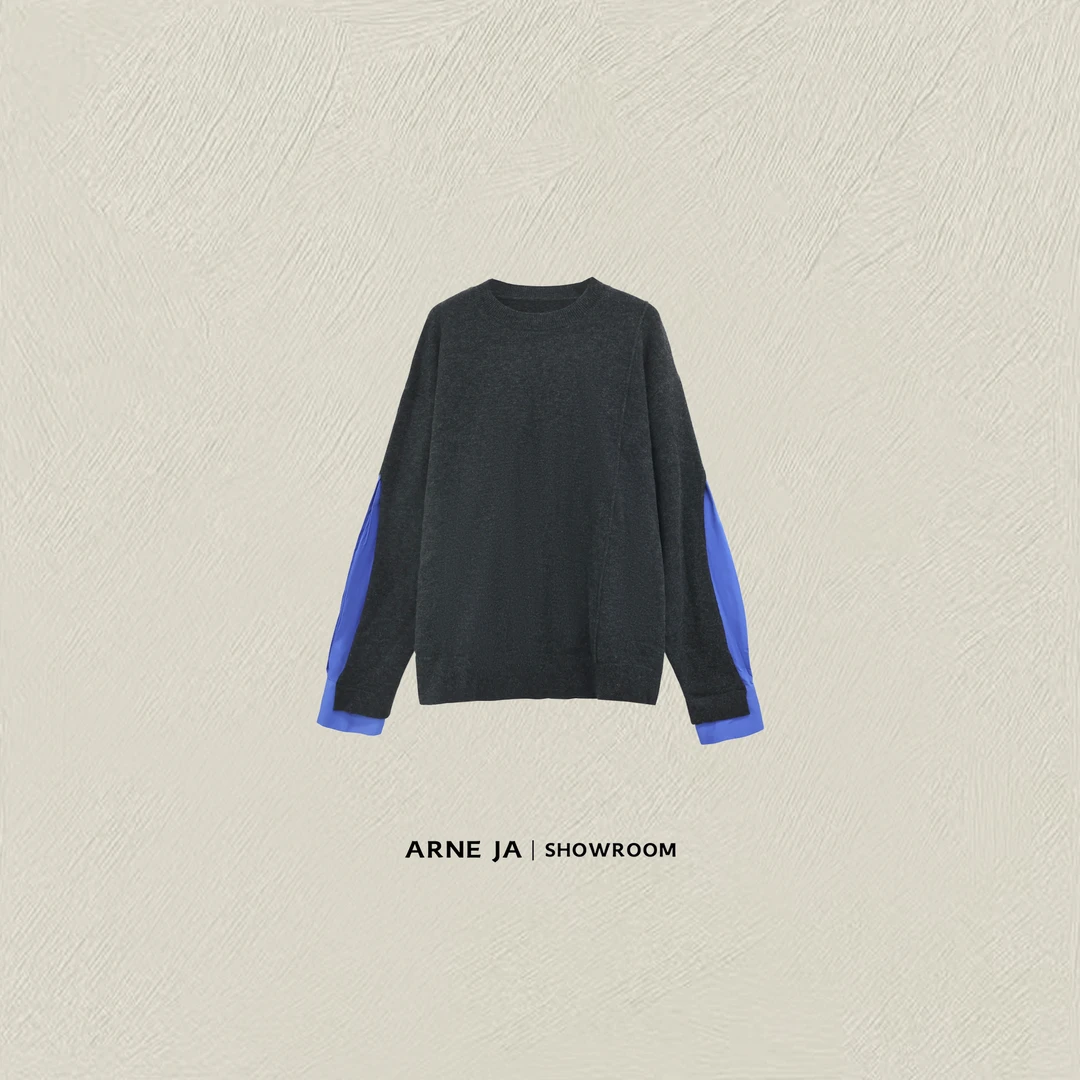 ARNE JA｜“多元时髦”解构衬衫袖拼接柔织毛衣D51MT1002