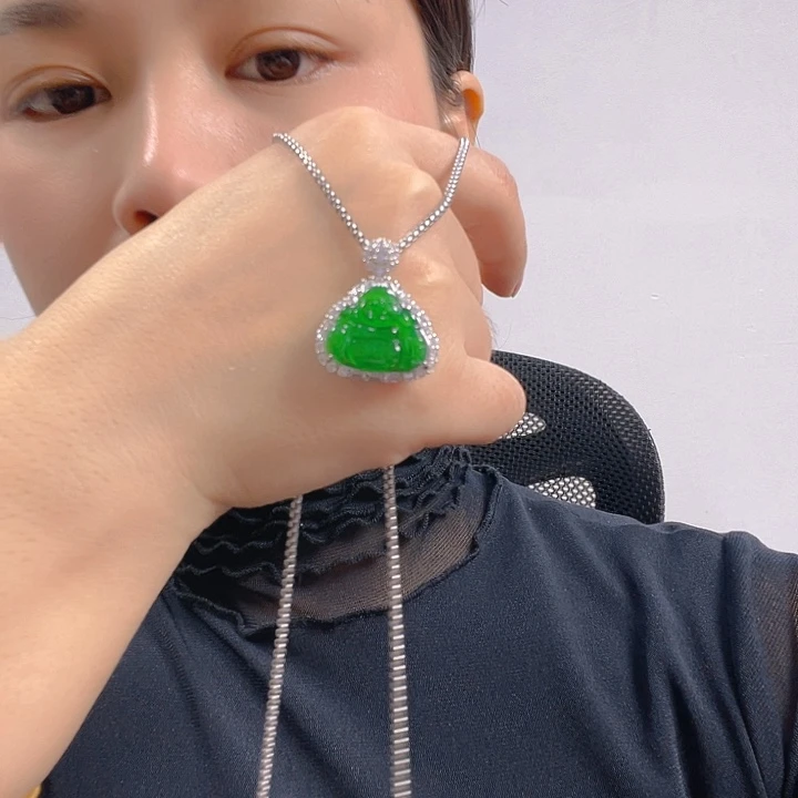 翡翠银S925镶嵌吊坠(不含链)