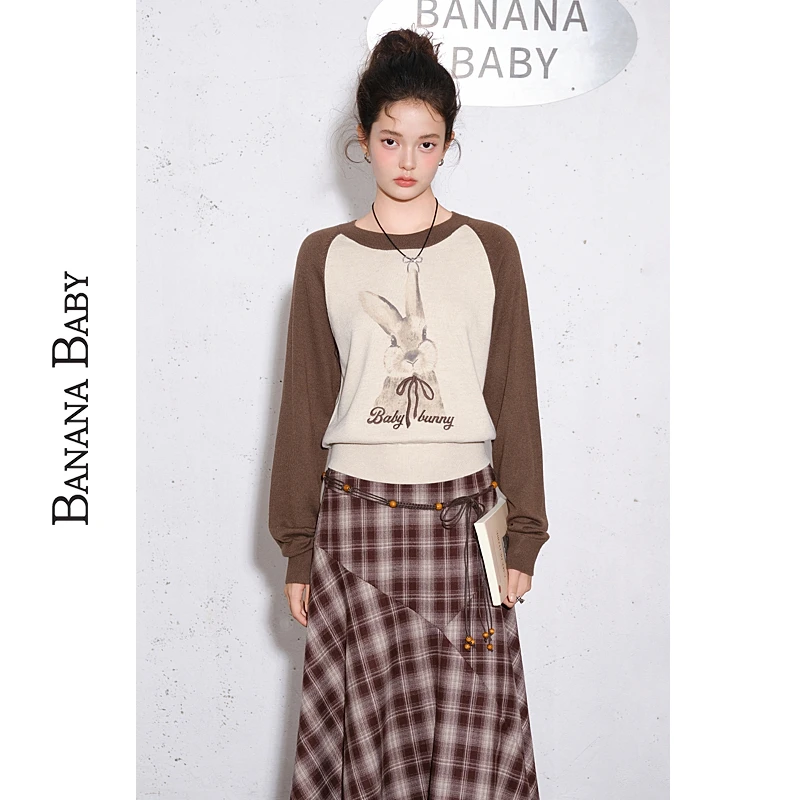 【年年妈专属】BANANA BABY2025年新款印花插肩袖针织衫D2F3MY561