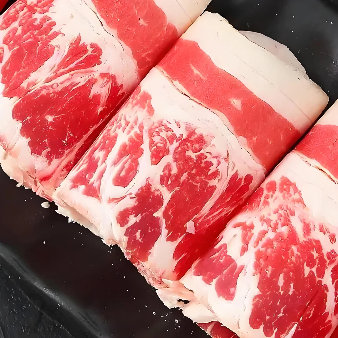 【原切牛肉卷~推荐款】天字号澳洲和牛雪花肥牛卷1斤装（后胸部位，脂肪纹理丰富，口感醇香，入口即化，可煎烤涮)