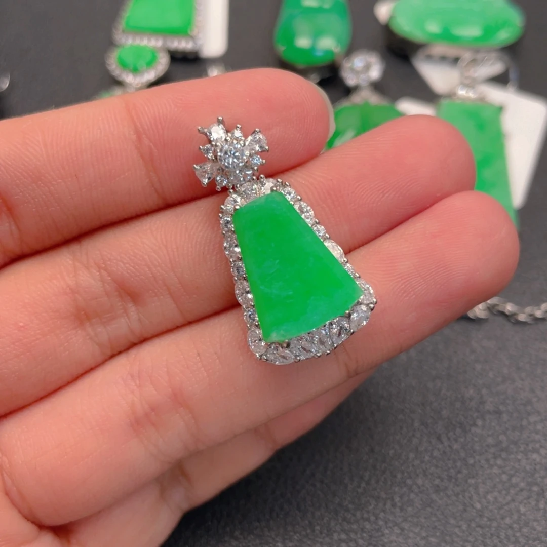 翡翠银S925镶嵌吊坠(不含链)