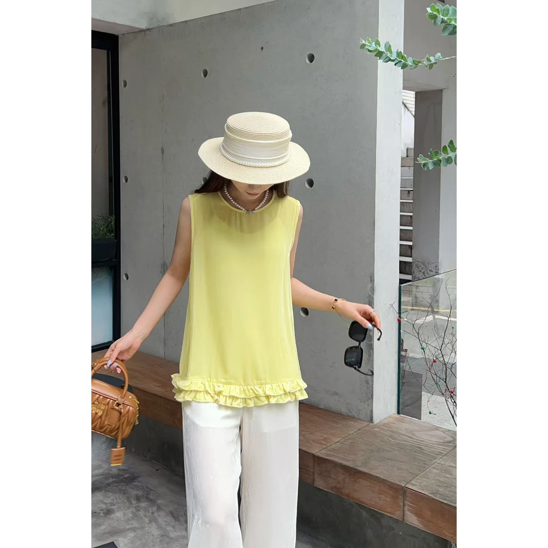 KIKI严选：286707-YER家欧货南油韩系木耳边拼接减龄丝绒上衣复古