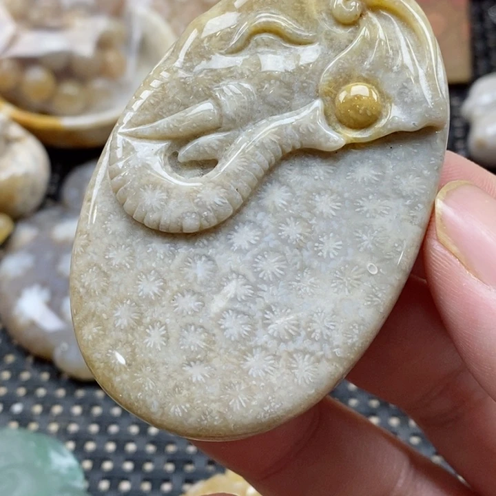 硅化珊瑚（珊瑚玉）颈饰未镶嵌