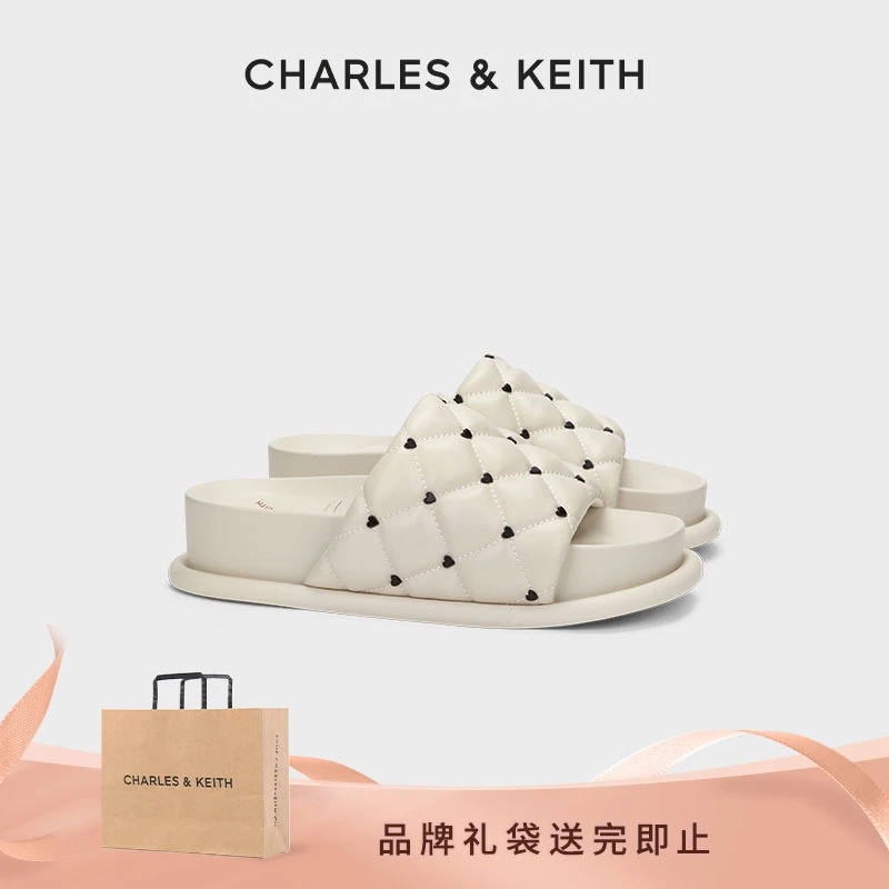 CHARLES&KEITH女士百搭情人节爱心外穿厚底一字拖 CK1-70381026
