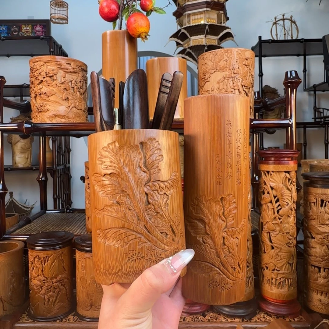 竹白菜茶折 白菜笔筒