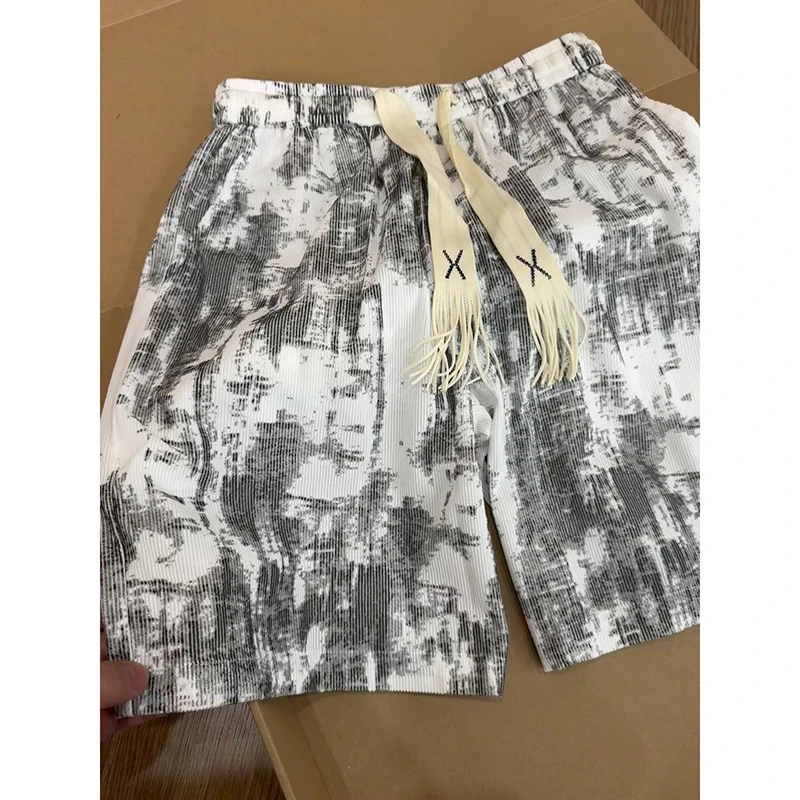 美式扎染脏脏短裤男女款夏季薄款外穿宽松直筒中裤休闲运动五分裤