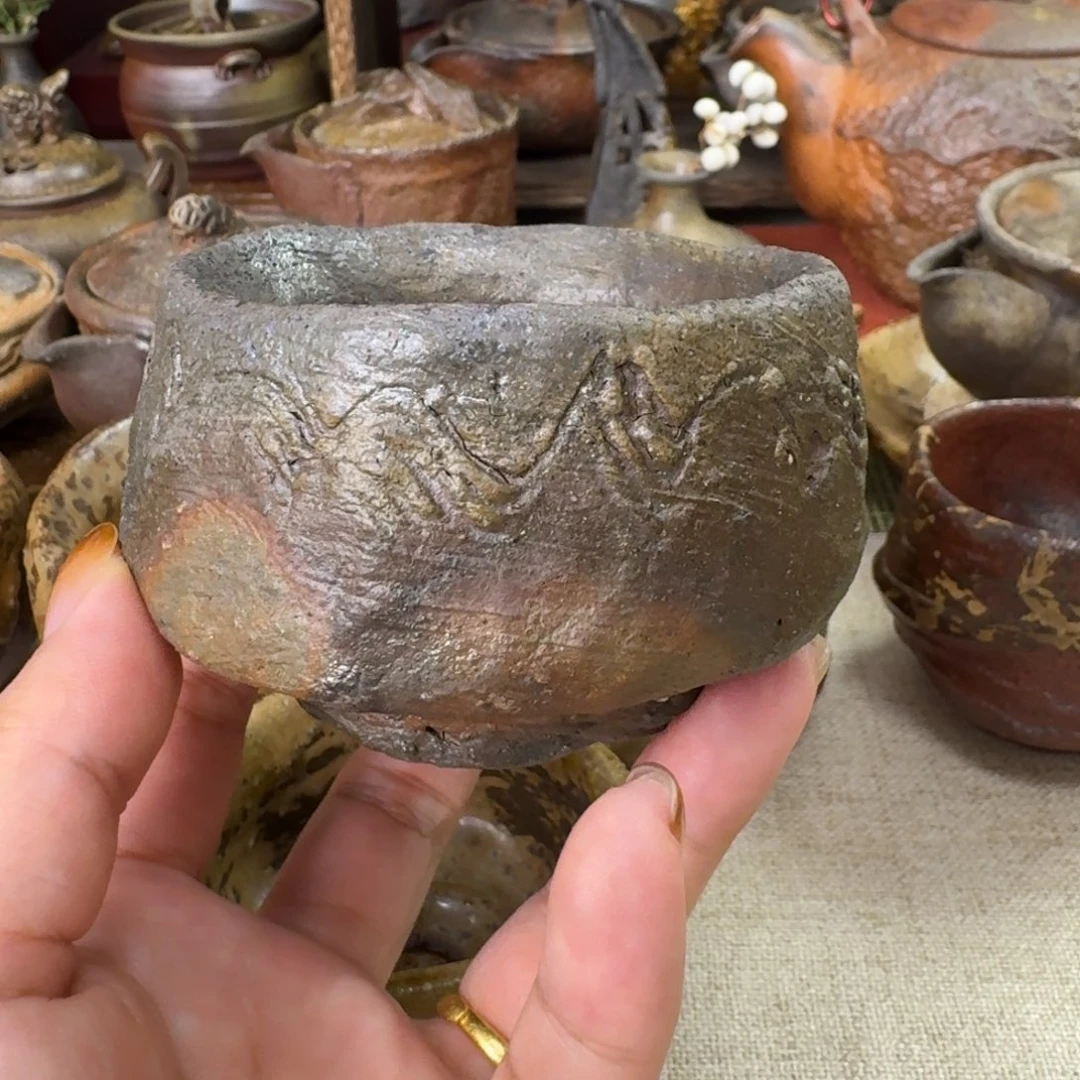 备前烧 森丁斋 重落灰