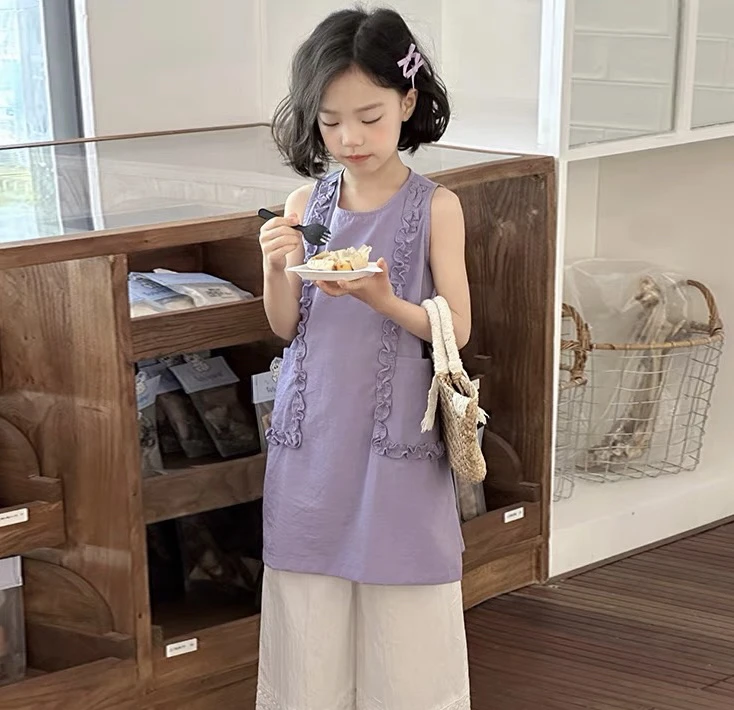 现货 ！女童背心长裙叠穿上衣25夏季新款