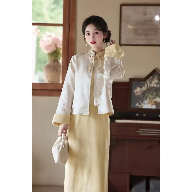 苏故里【秋棠挽袖】文艺气质修身高端日常旗袍奢华气质单层衣长120