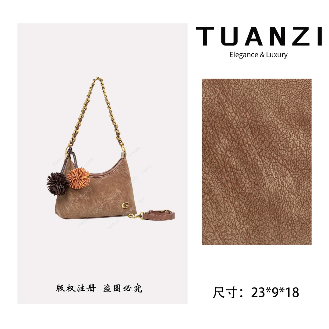 TUANZI『高端玩家』秋冬新款23cm小众设计女包 QYX-7021-摩卡慕斯