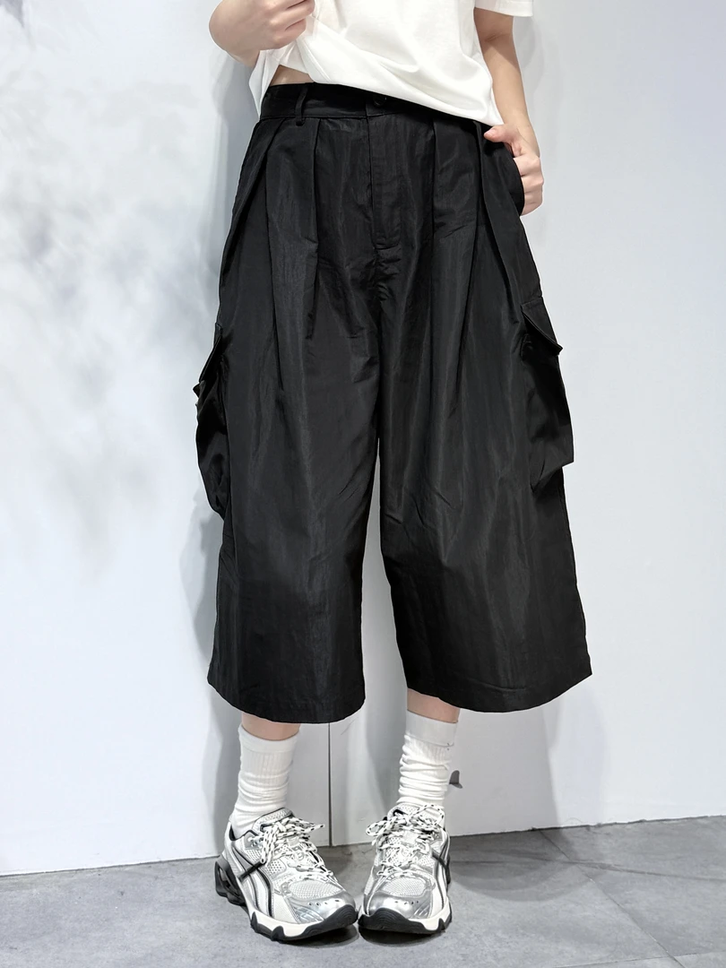 2528#复古工装休闲裤女2025新款高腰宽松百搭慵懒风阔腿七分裤