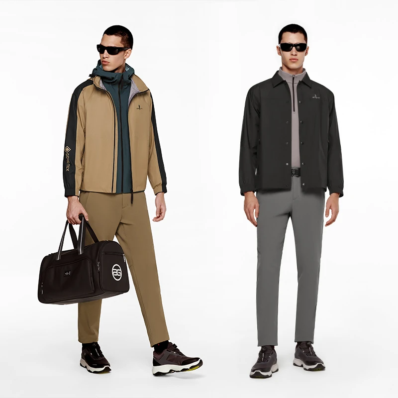 比音勒芬高尔夫冬季复合磨毛保暖加厚百搭净色亲肤男士直筒休闲裤