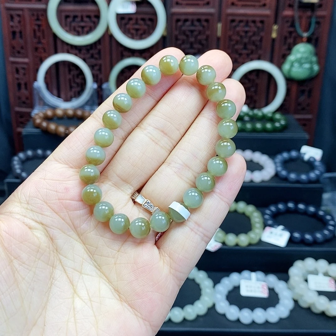 和田玉手串未镶嵌且末蓝8