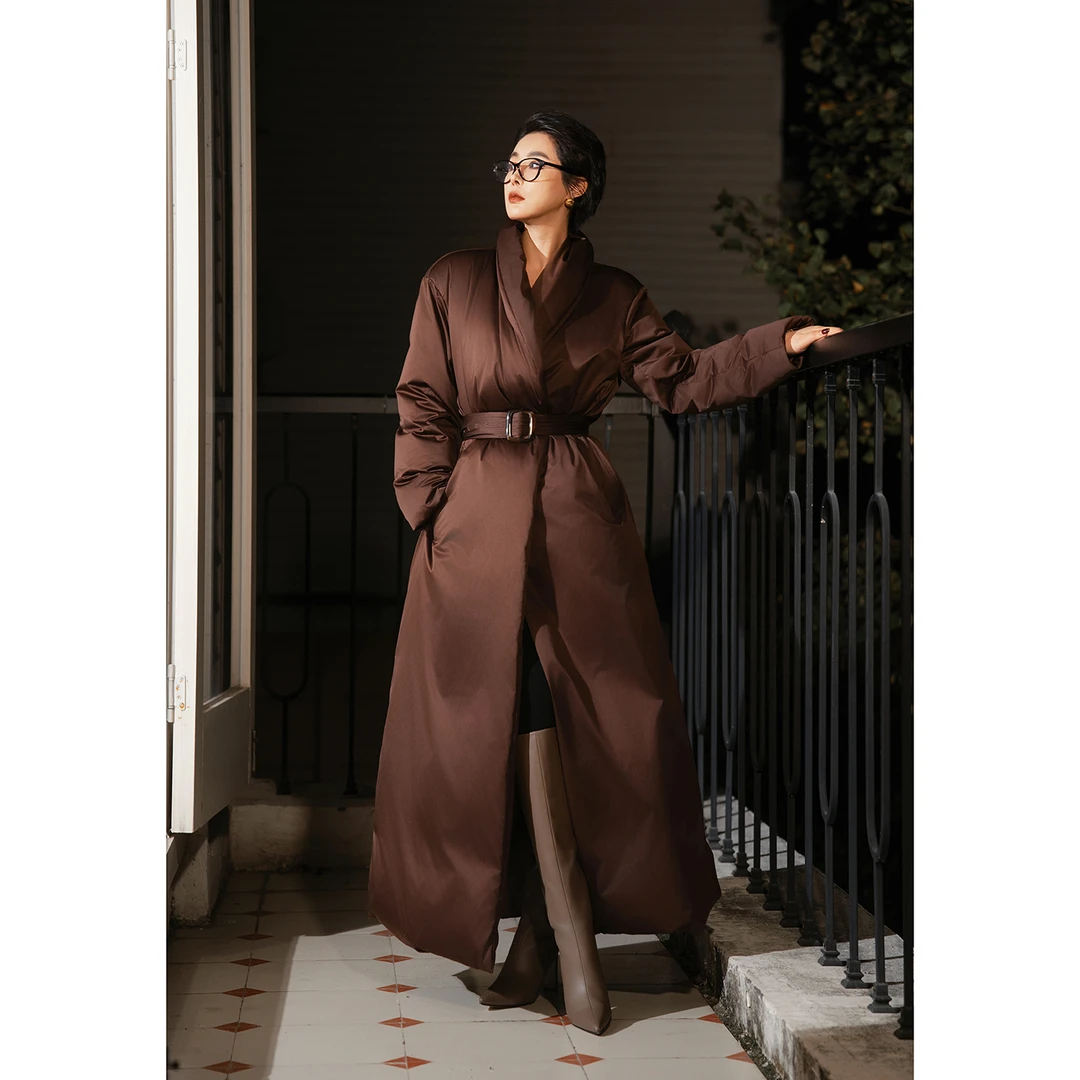 【夜机】抗寒腔调系列 波兰白鹅绒 立领H型英气大被子长羽绒服