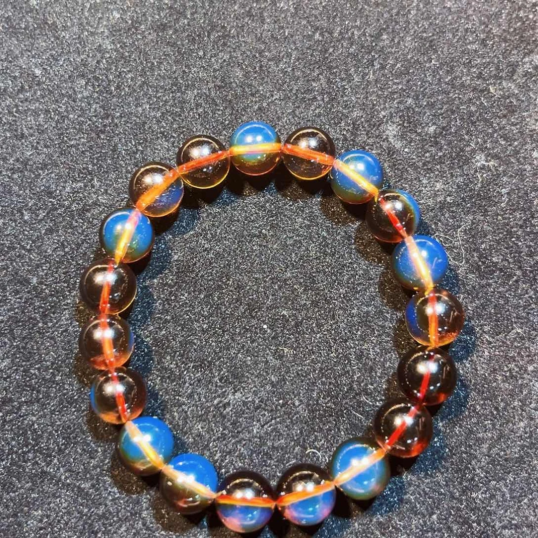 琥珀未镶嵌珠宝奇石10MM红蓝