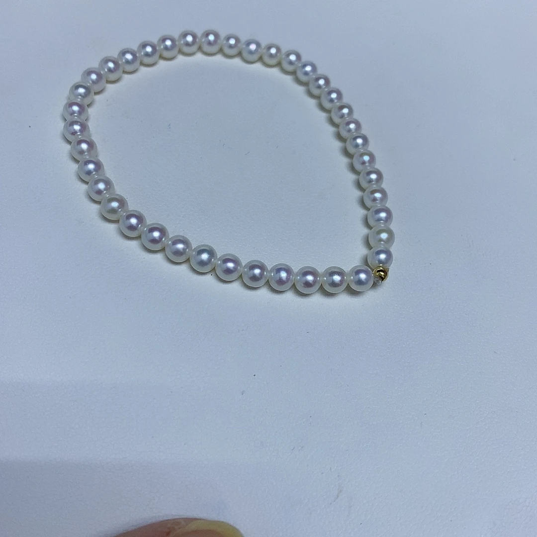 淡水珍珠手链18K金镶嵌4-5