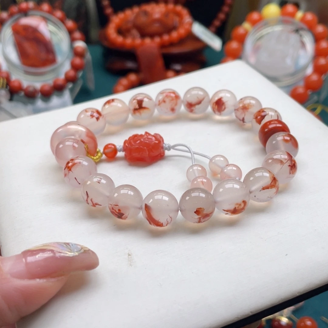 南红玛瑙未镶嵌保山南红冰红单圈8+mm