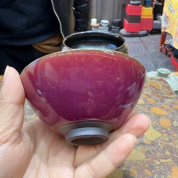 柴烧钧瓷杯一个，瓷。。。