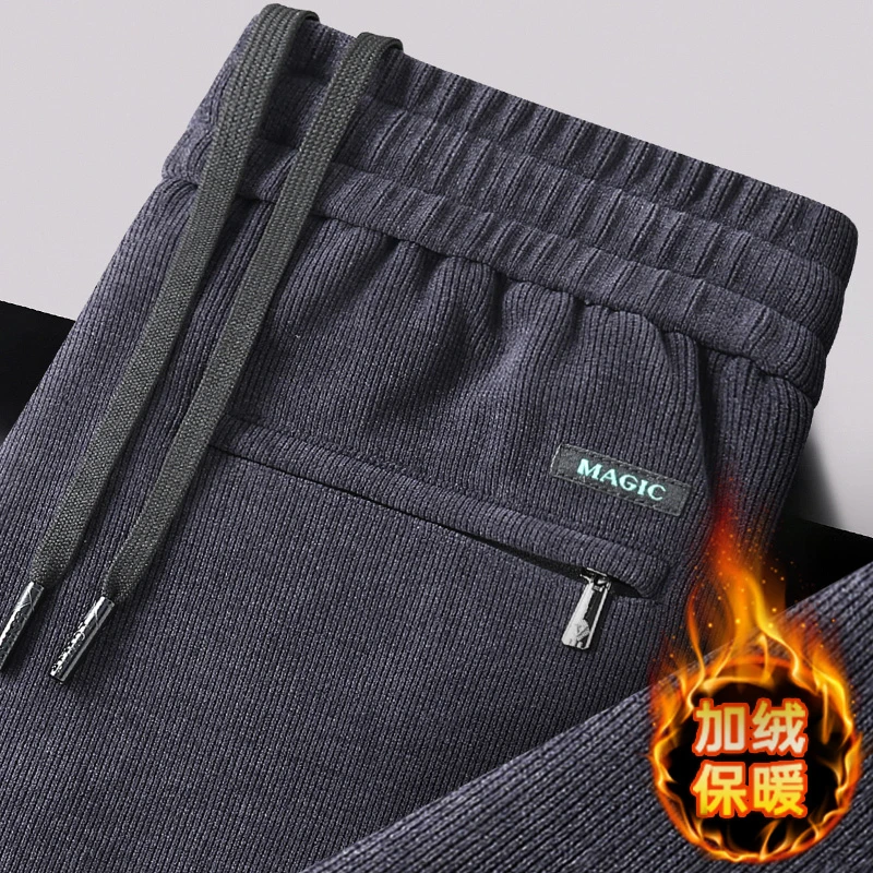 秋冬男士条绒裤商务休闲裤松紧腰男保暖直筒加厚弹力休闲裤男款