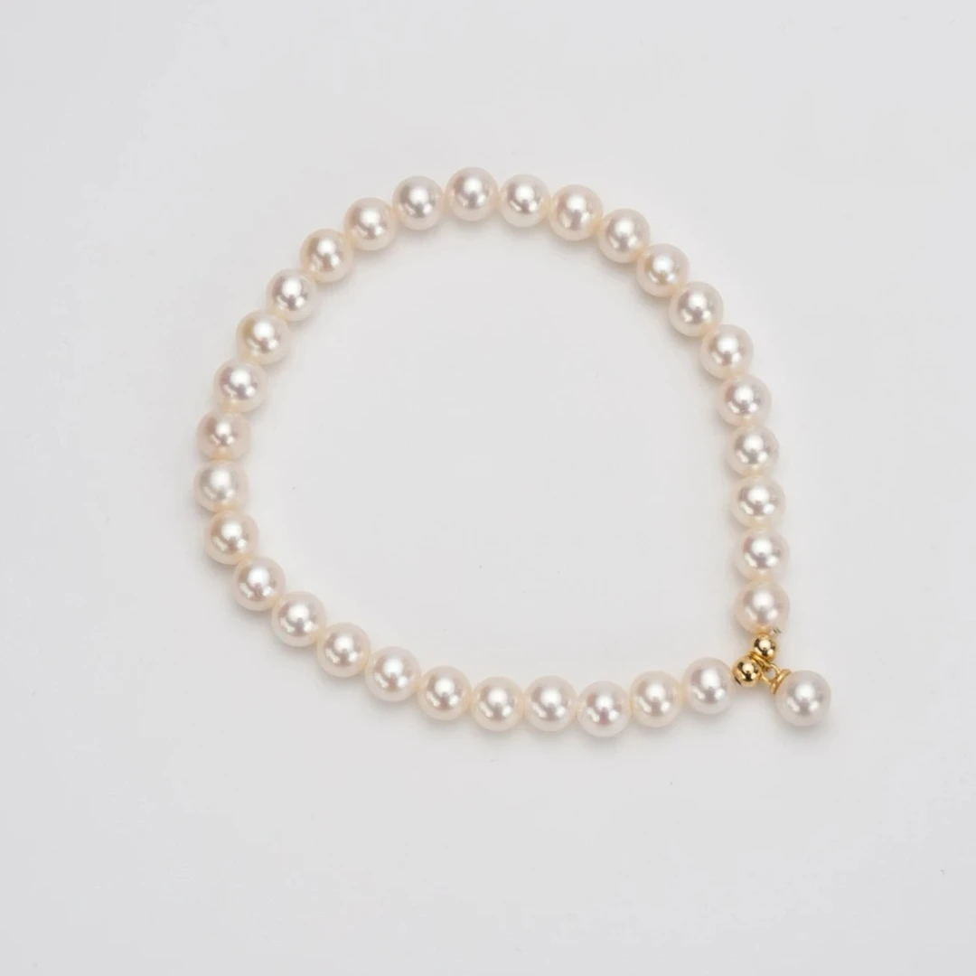 小铃铛 | 淡水无核珍珠正圆弹力手链强光5~6mm/S925（多样性发货）