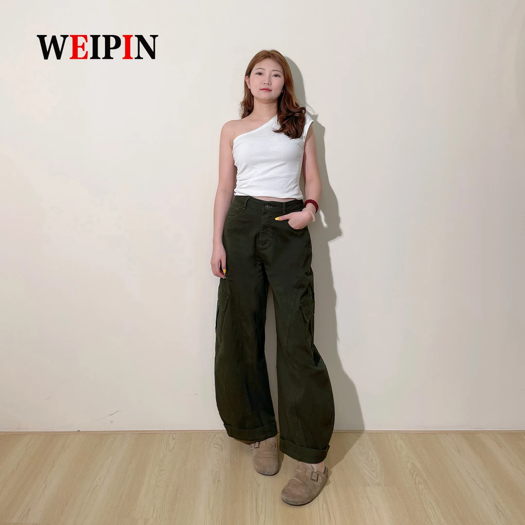 阔腿牛仔裤女2025秋季新款工装显瘦墨绿色百搭弹力设计感小众垂感