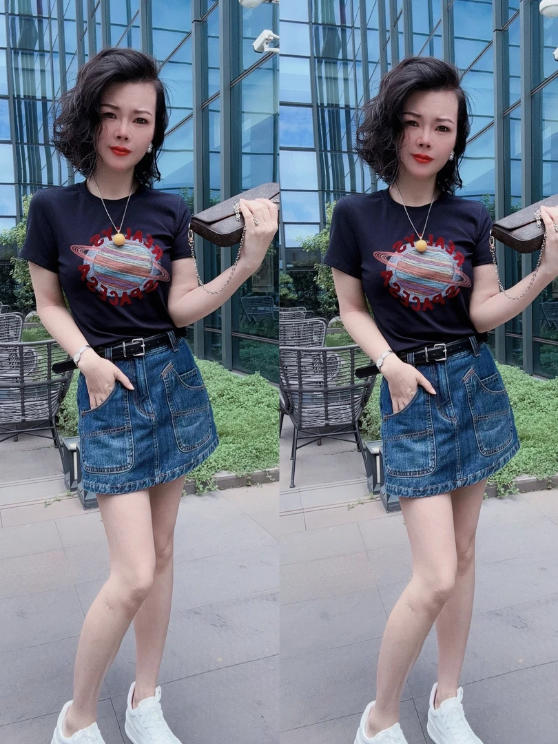 【小韩家】欧货2025夏新款时尚减龄百搭修身显瘦星球T恤