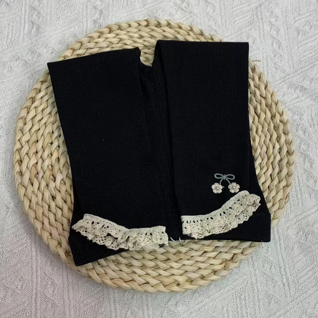 女童春季甜美打底裤儿童蕾丝花边百搭韩版修身裤子女宝宝外穿长裤