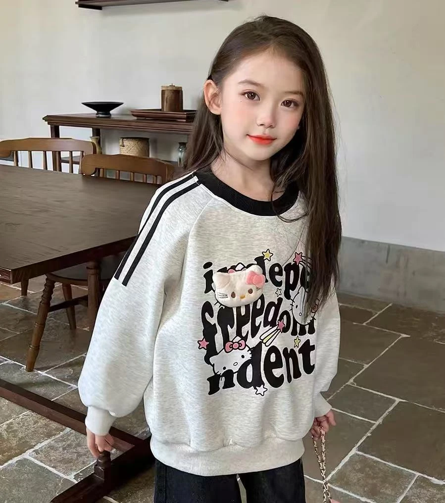 2025新款女童春秋装中大童韩版印花卫衣春秋季卡通宽松长袖上衣
