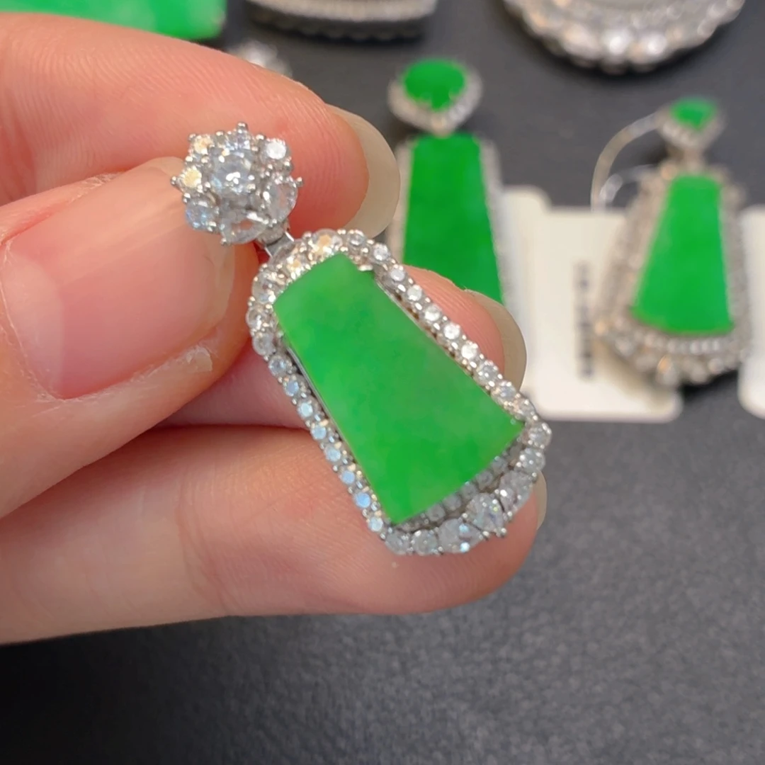 翡翠银S925镶嵌吊坠(不含链)