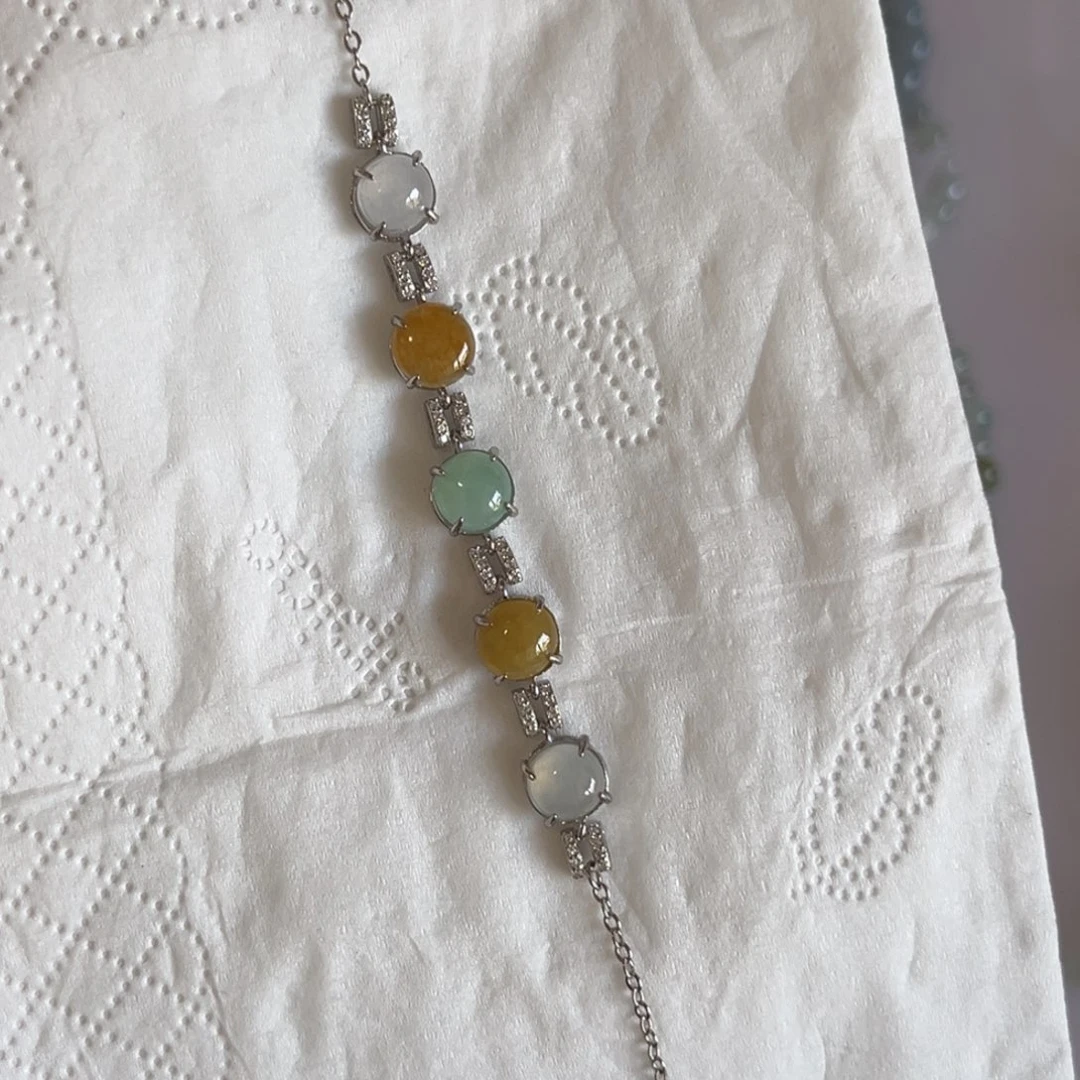 翡翠银S925镶嵌手链手链