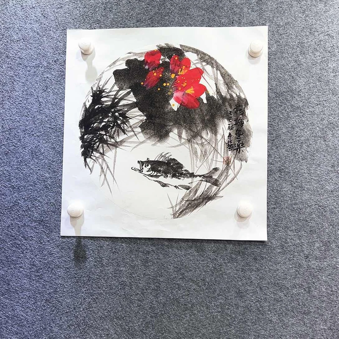 国画知鱼之乐纯手绘