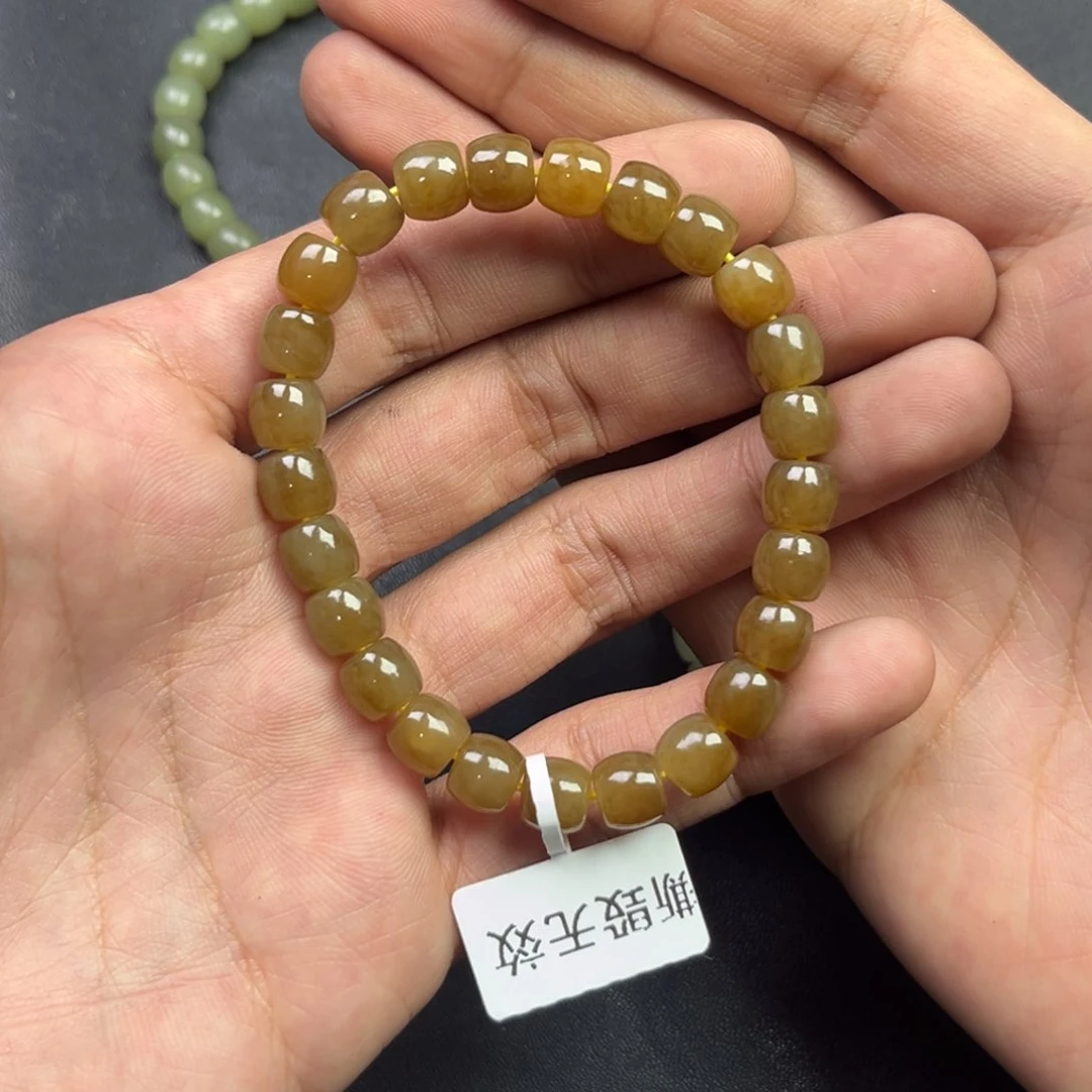 和田玉手链未镶嵌多样性钢板料直切珠新疆满糖彩卡8
