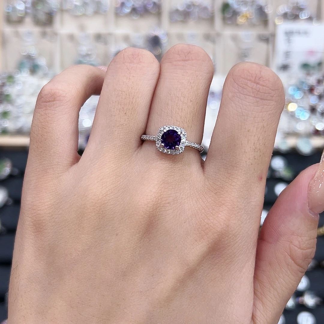 紫晶银S925镶嵌戒指