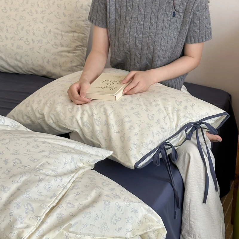 A类亲肤纯棉四件套少女心纯棉被套三件套床笠床单四季款床上用品