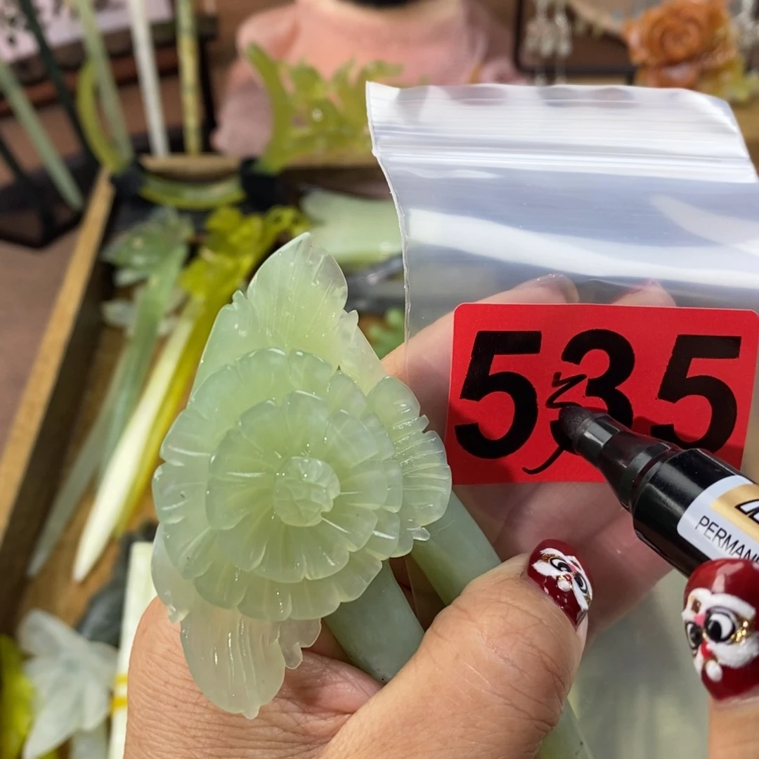 蛇纹石玉玉簪合金陈****