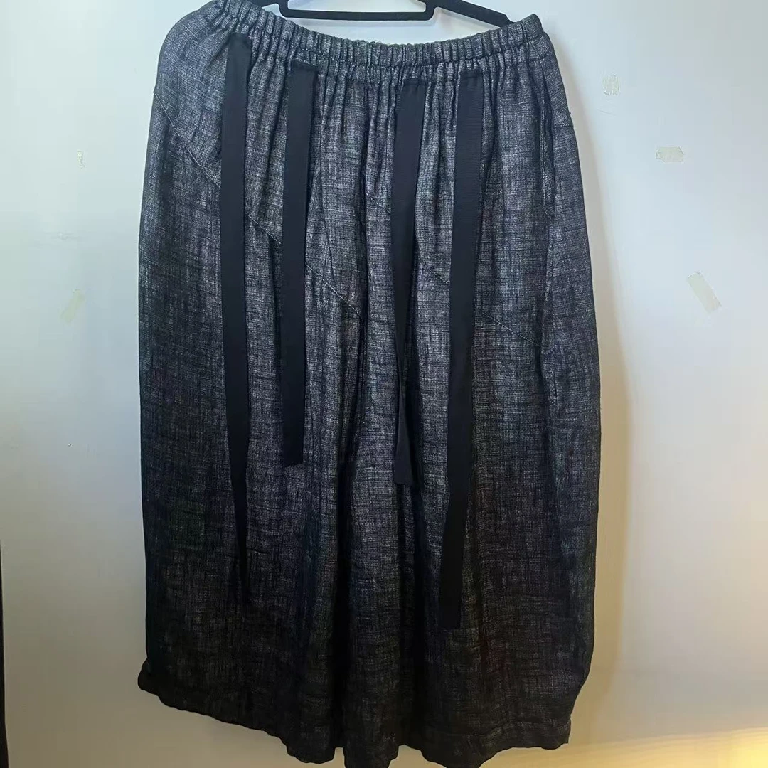 『清1371』复古中国风松紧腰宽松气质休闲裤-P4T2077