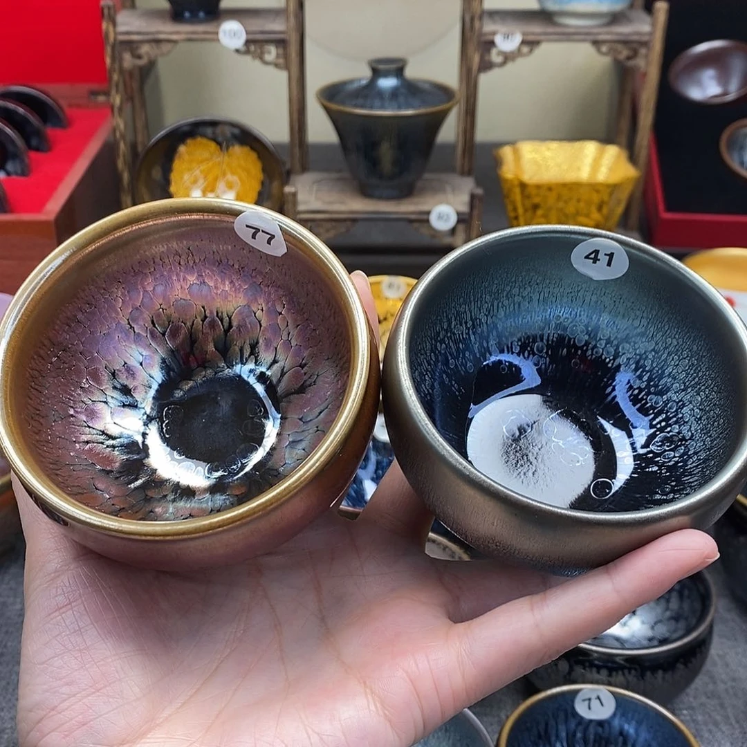 茶盏彩金油滴将军