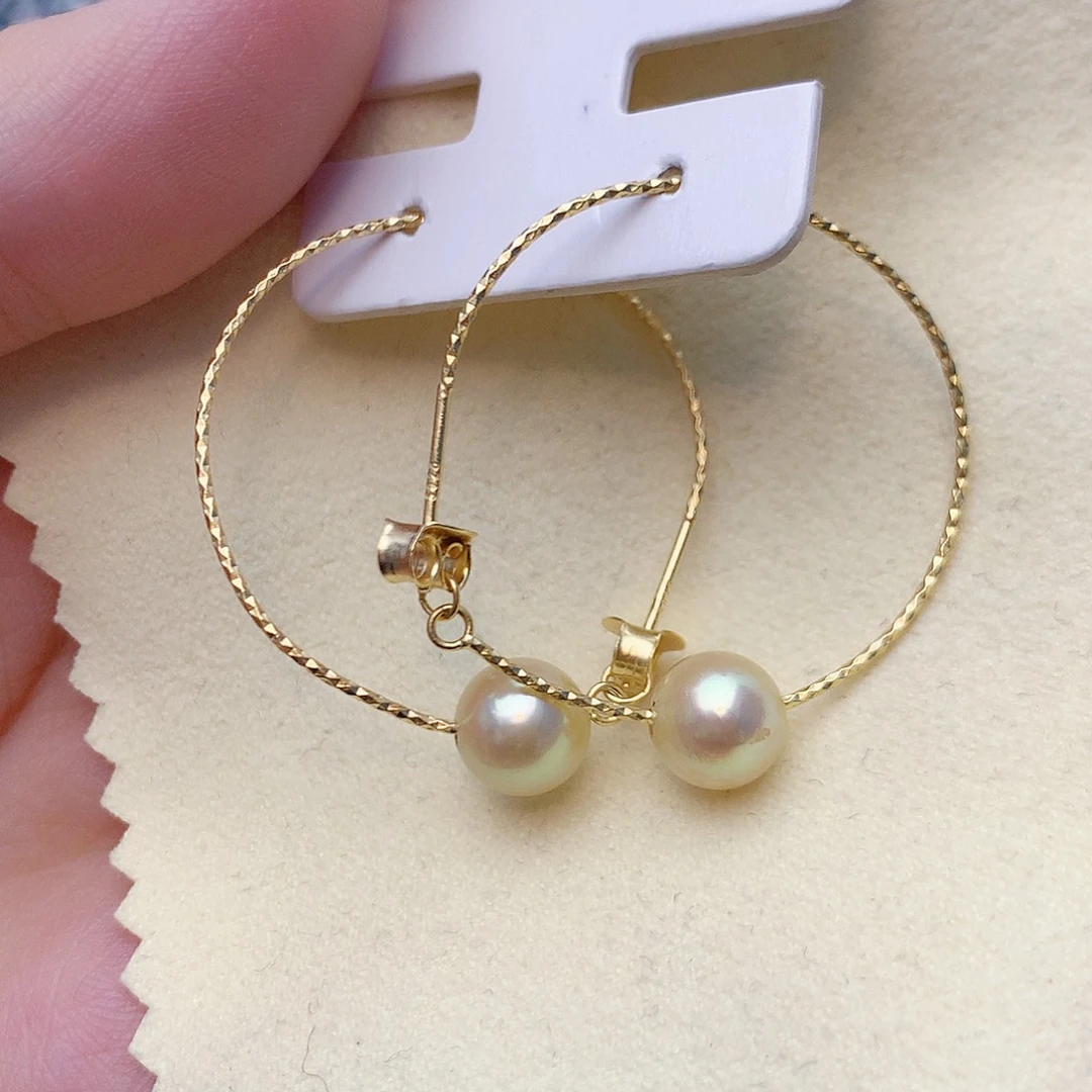 海水珍珠银S925镶嵌耳饰W48