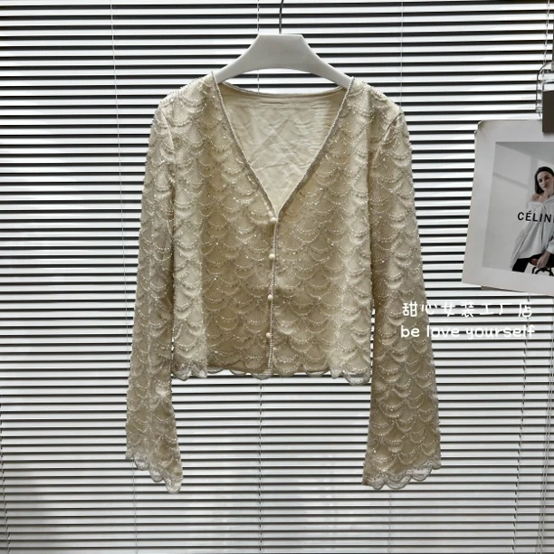 甜心家新款重工钉珠亮片短款外套高级感气质百搭显瘦短款外套