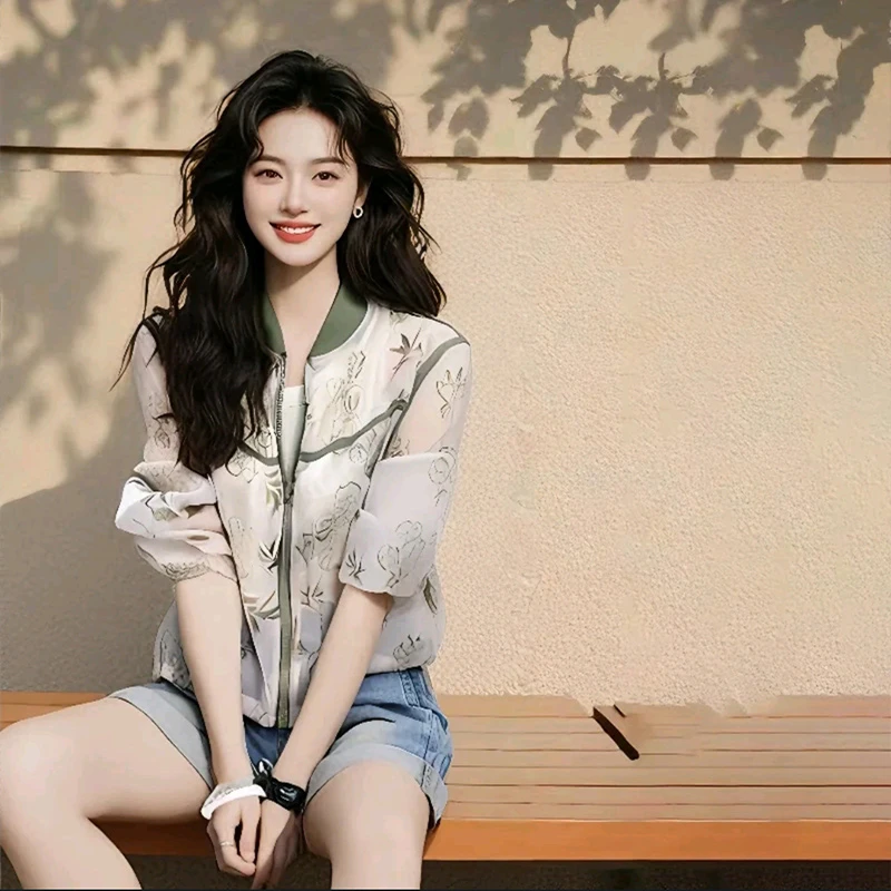 香朵儿复古碎花透气时尚显瘦百搭上衣2025年夏新款设计感防晒衣女