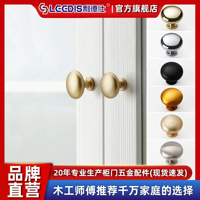 利德仕高档现代简约奶油风抽屉小拉手单孔衣柜门金色橱柜柜子把手