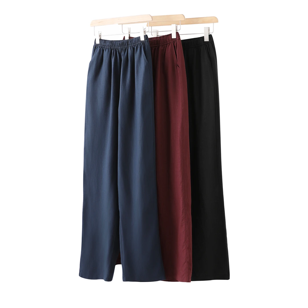 【宅】长款天丝亚麻裤子女秋2025新款宽松垂感bf休闲阔腿裤YC05K01