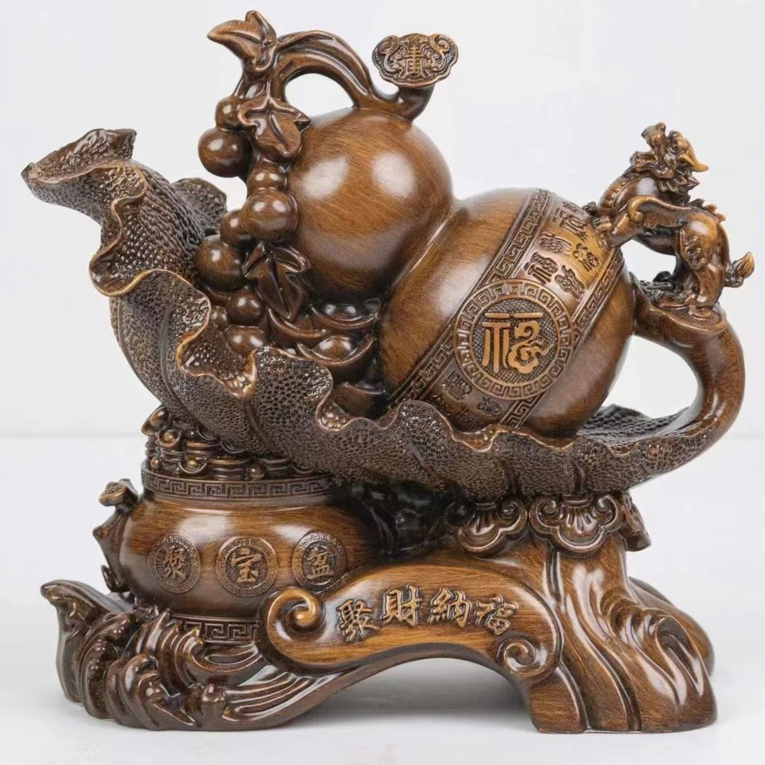 葫芦摆件玄关中式乔迁酒柜新居平安礼物客厅招财家居装饰18*10*18