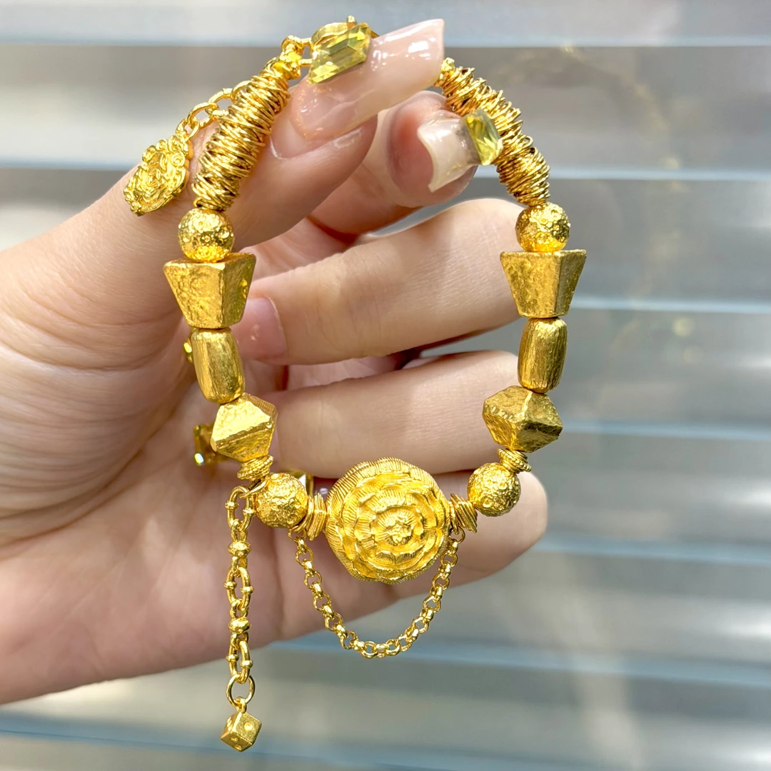 足金999【牡丹花珠】手链42.81克