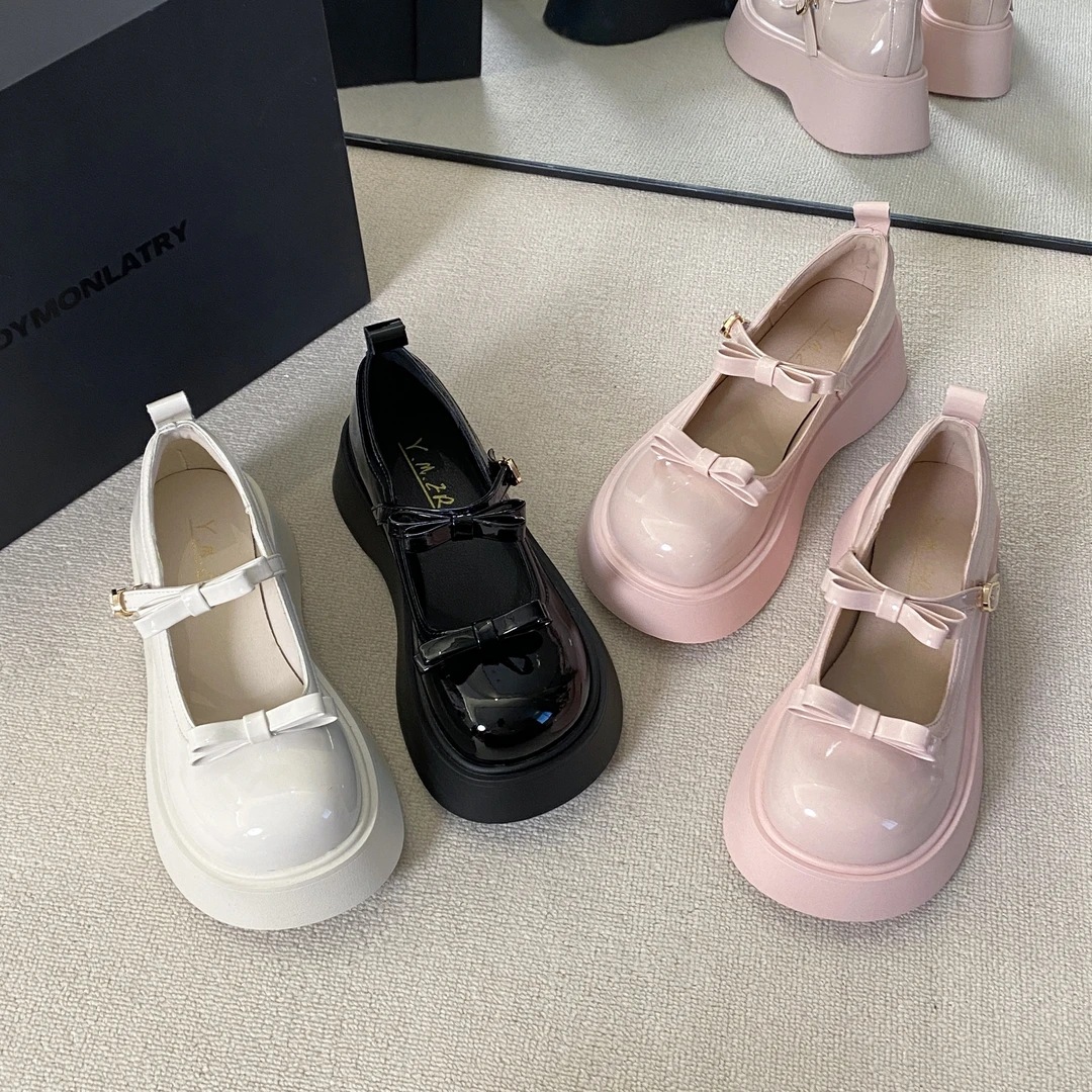 贾不假玛丽珍鞋女2025夏季新款复古时尚甜美配裙子厚底日系小皮鞋