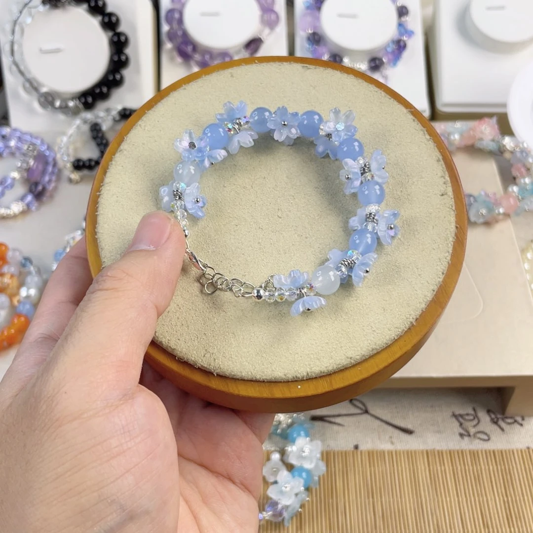 针钠钙石手链银S925镀金镶嵌