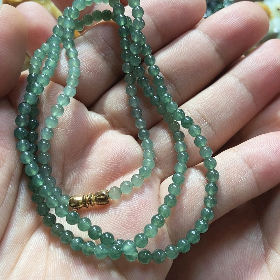 翡翠未镶嵌颈饰翡翠糯冰珠链