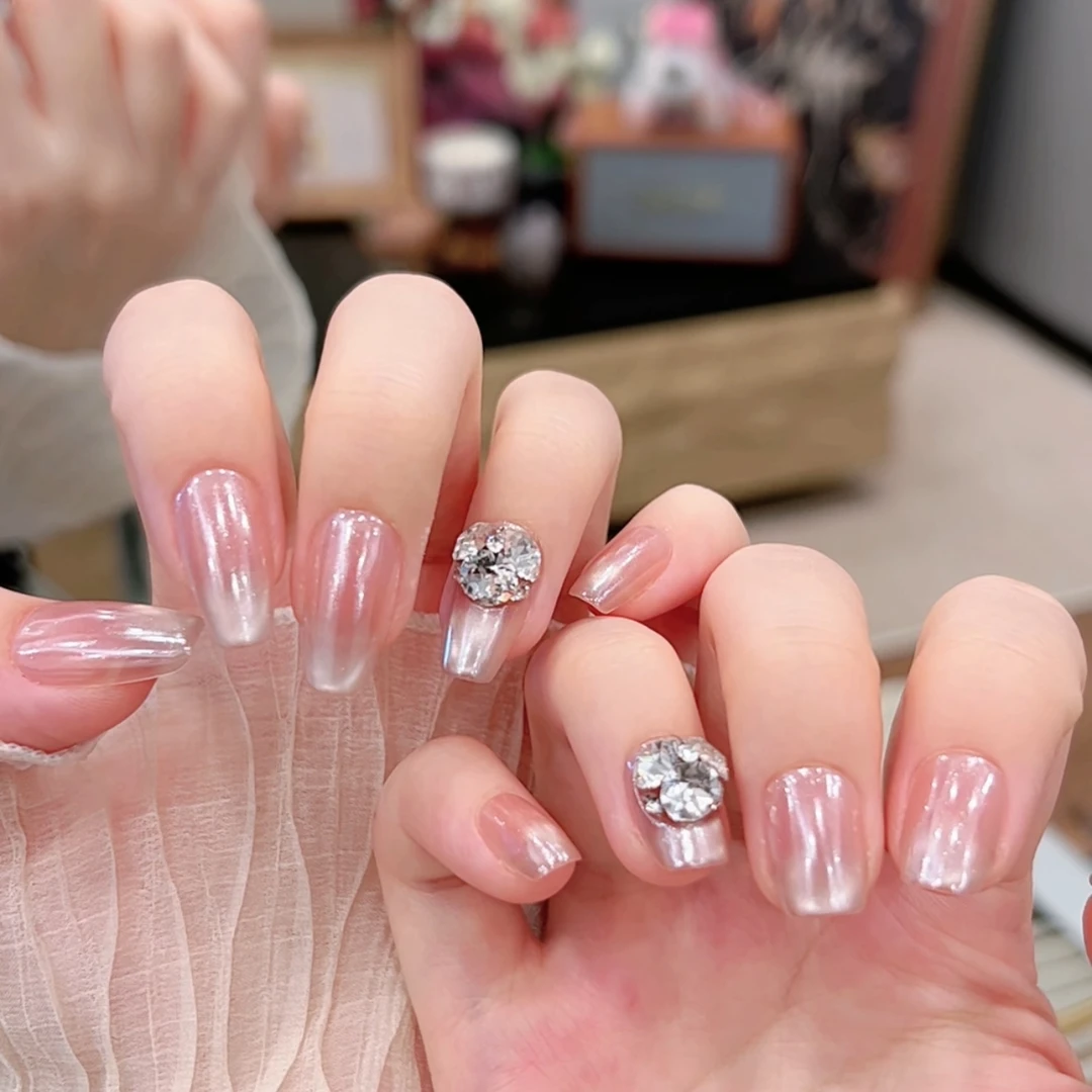 茉哉【海莉月光】纯手工定制美甲拆卸穿戴甲A4069【12甲】