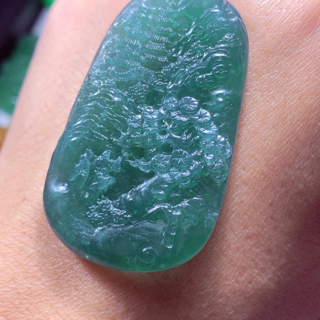 定制翡翠未镶嵌天然翡翠A货毛货挂件