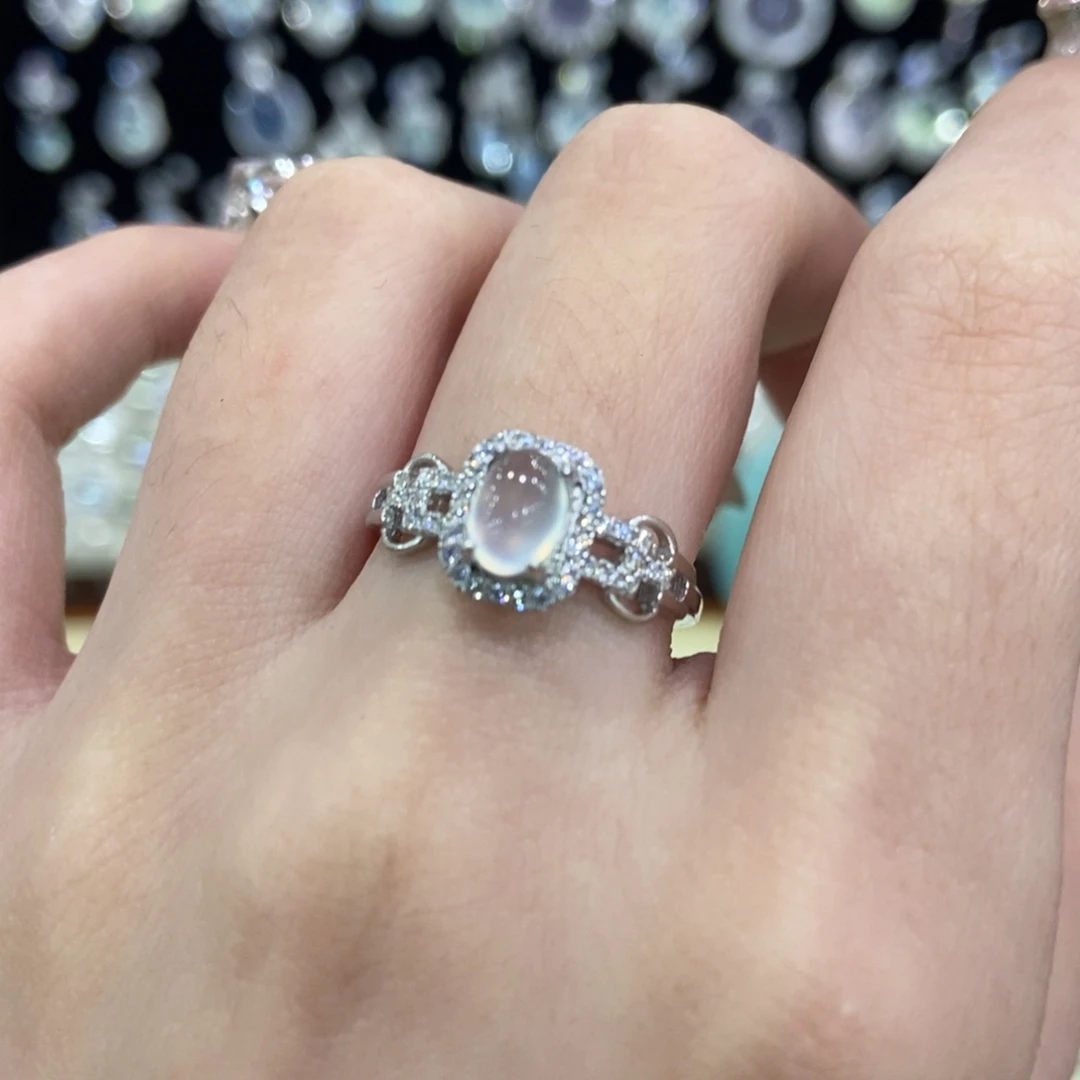 蛇纹石玉银S925镶嵌戒指